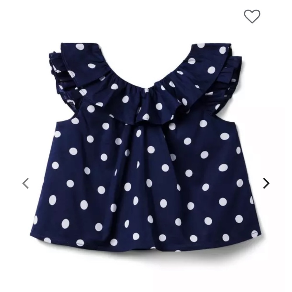 Janie & Jack Navy Polka Dot Ruffle Top & Bottom